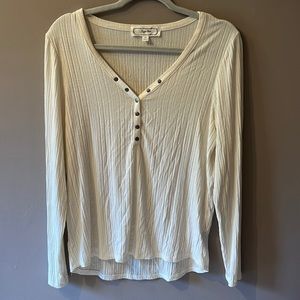 White long-sleeve Henley